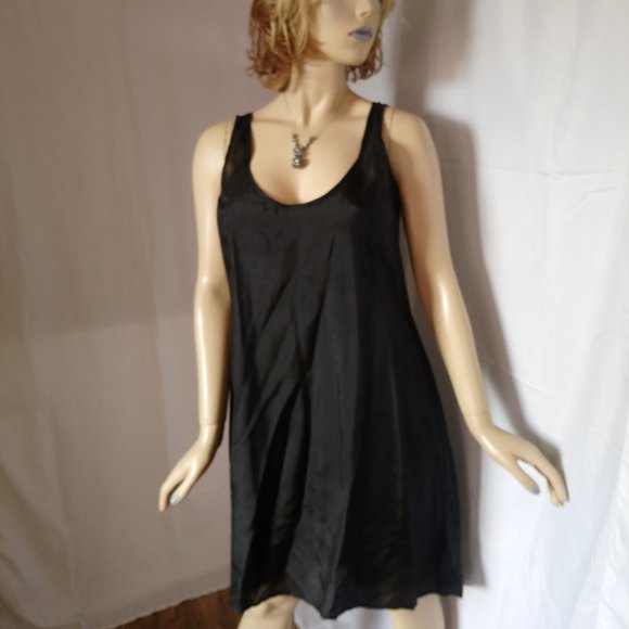NWT Eileen Fisher Black Silk Slip & Overlay Dress Set Sz S  100% Silk - Picture 5 of 6